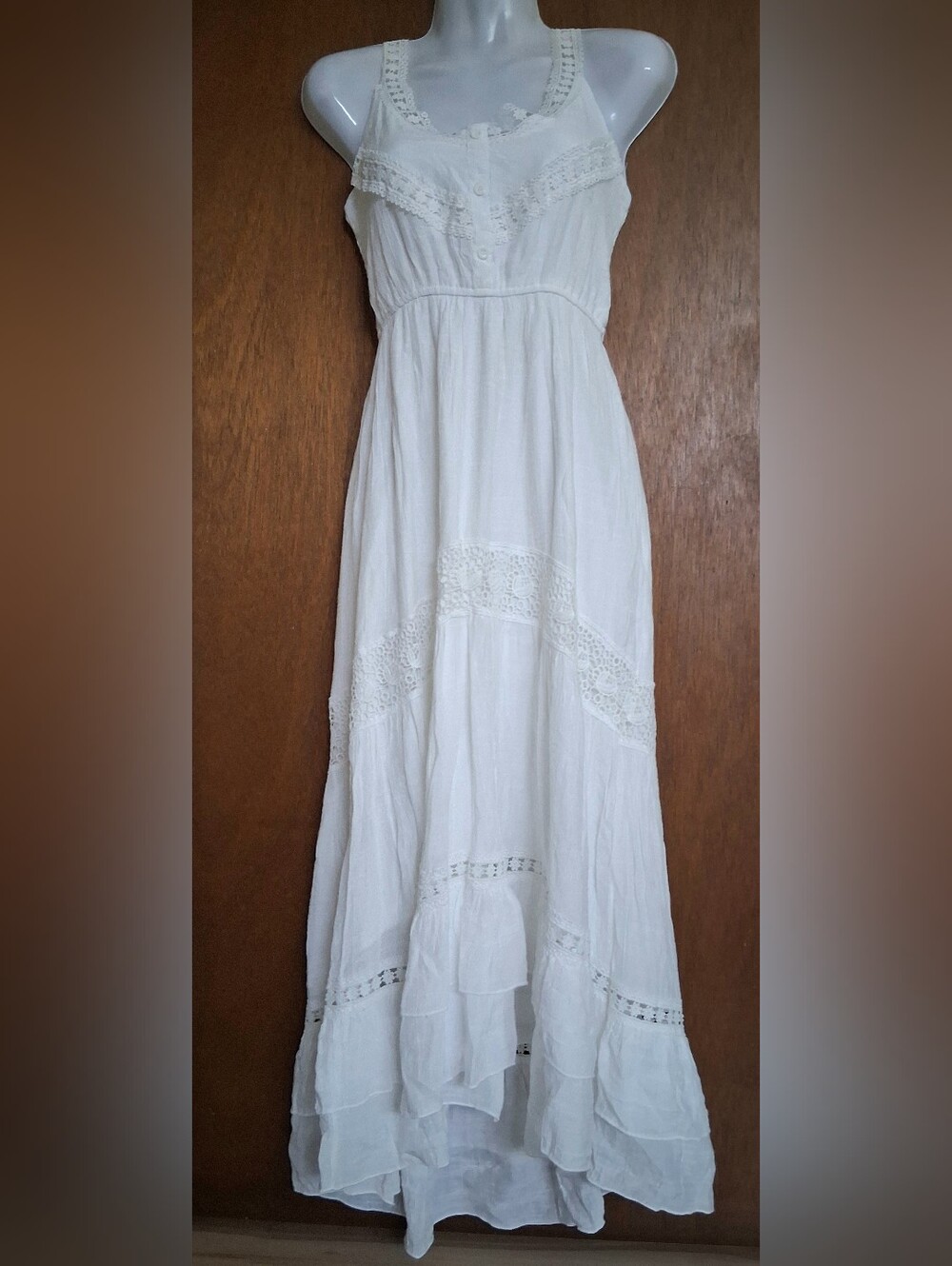 REBELLION OFF-WHITE LACE-TRIM SLEEVELESS MAXI DRESS